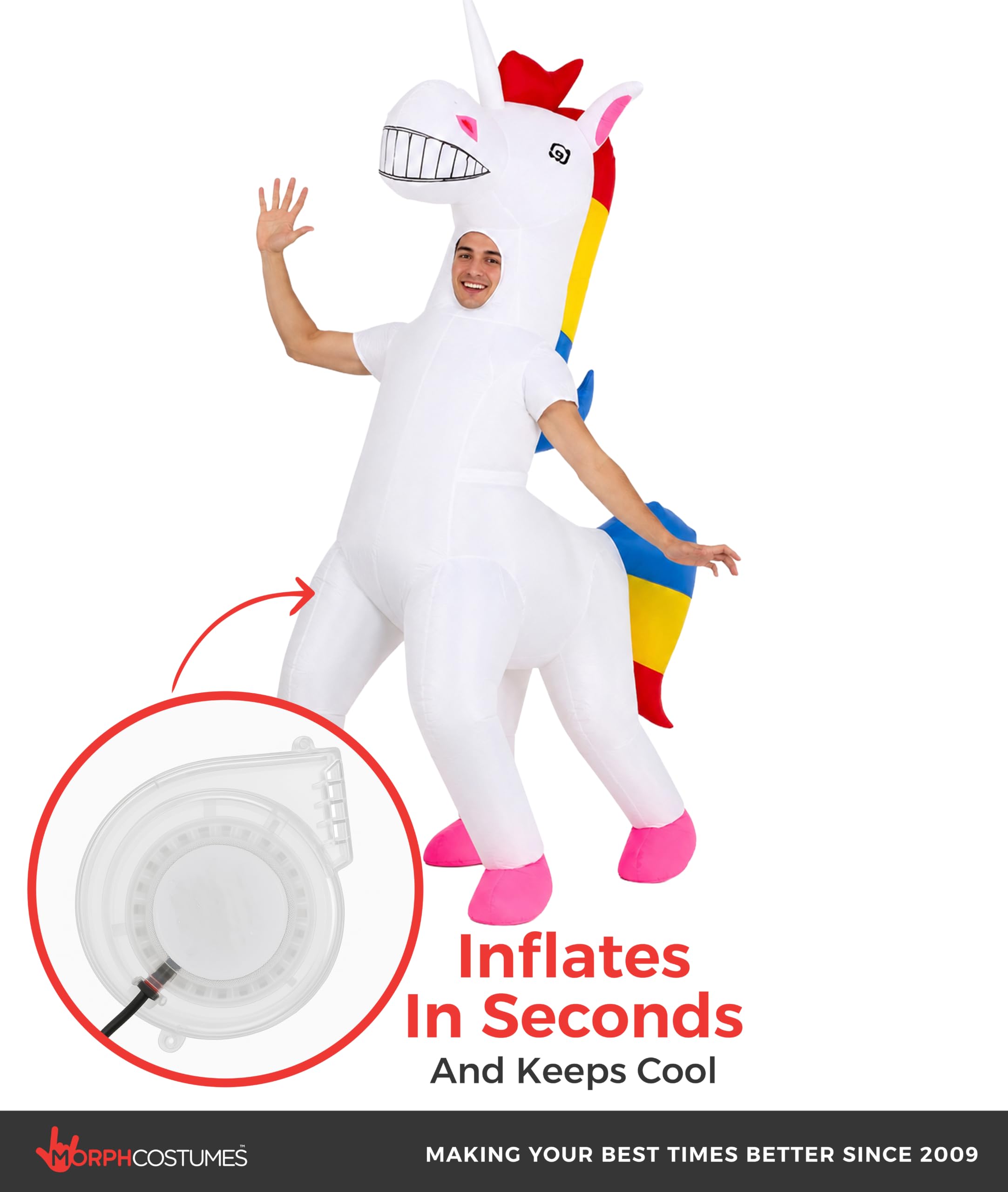 Morph Aufblasbares Einhorn Kostüm Erwachsene, Einhornkostüm Herren Damen, Karneval Kostüm Erwachsene, Lustiges Kostüm, Aufblasbares Kostüm