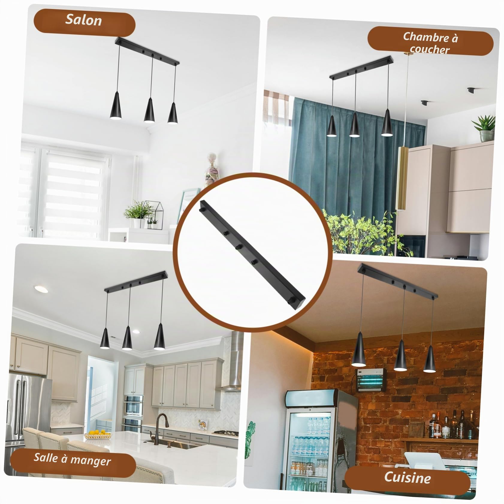 SEWACC Support de Plafond Long pour Luminaire Plaque Rectangulaire pour Éclairage Suspendu Fixation Durable et pour Ambiance