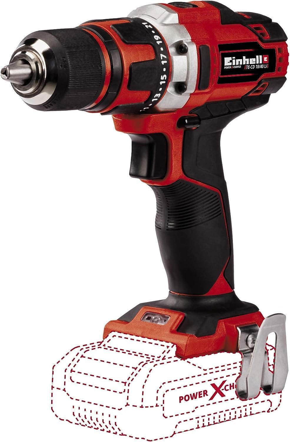 TE-CD 18/40 Li-Solo Cordless Drill – Power X-Change (Li-ion, 18 V, Torque 40 Nm, LED Lighting) Delivered without Battery or Charger