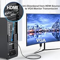 Vista 2 de Cable HDMI a VGA de 3.3 pies, cable HDMI a VGA (hombre a macho) Cables de video HD 1080P compatibles con computadora, computadora de escritorio