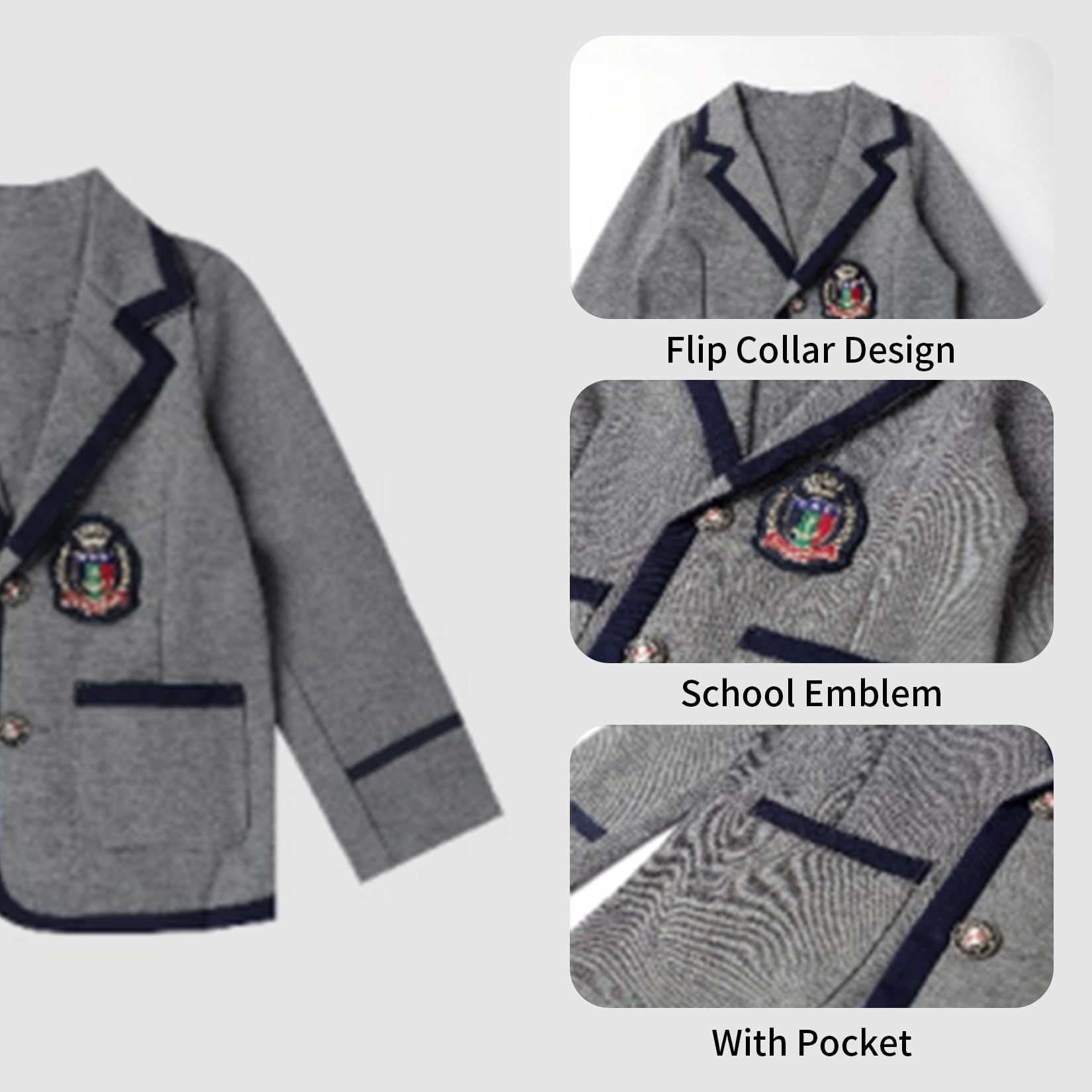 Mud Kingdom Conjunto de uniforme escolar británico de manga larga con solapa ancha y falda para niñas de 4 a 16 años