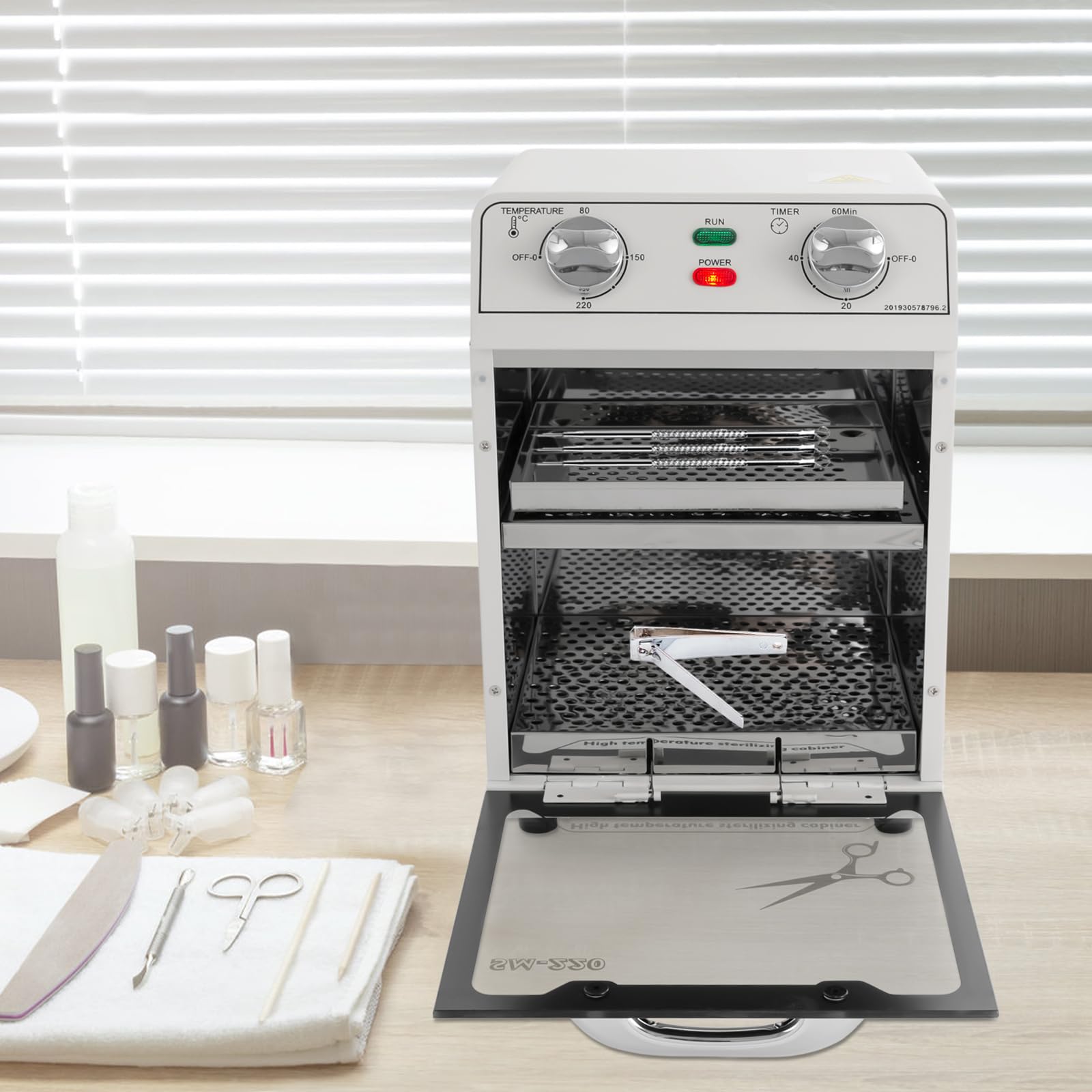 MINRS Sterylizator gorącym powietrzem, sterylizator wysokotemperaturowy, 600 W, 220°C, sterylizator z regulowanym timerem, do narzędzi do paznokci, kosmetyków, pielęgnacji stóp, salonu piękności,