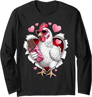 Chicken with Chocolate Hearts Love Long Sleeve T-Shirt