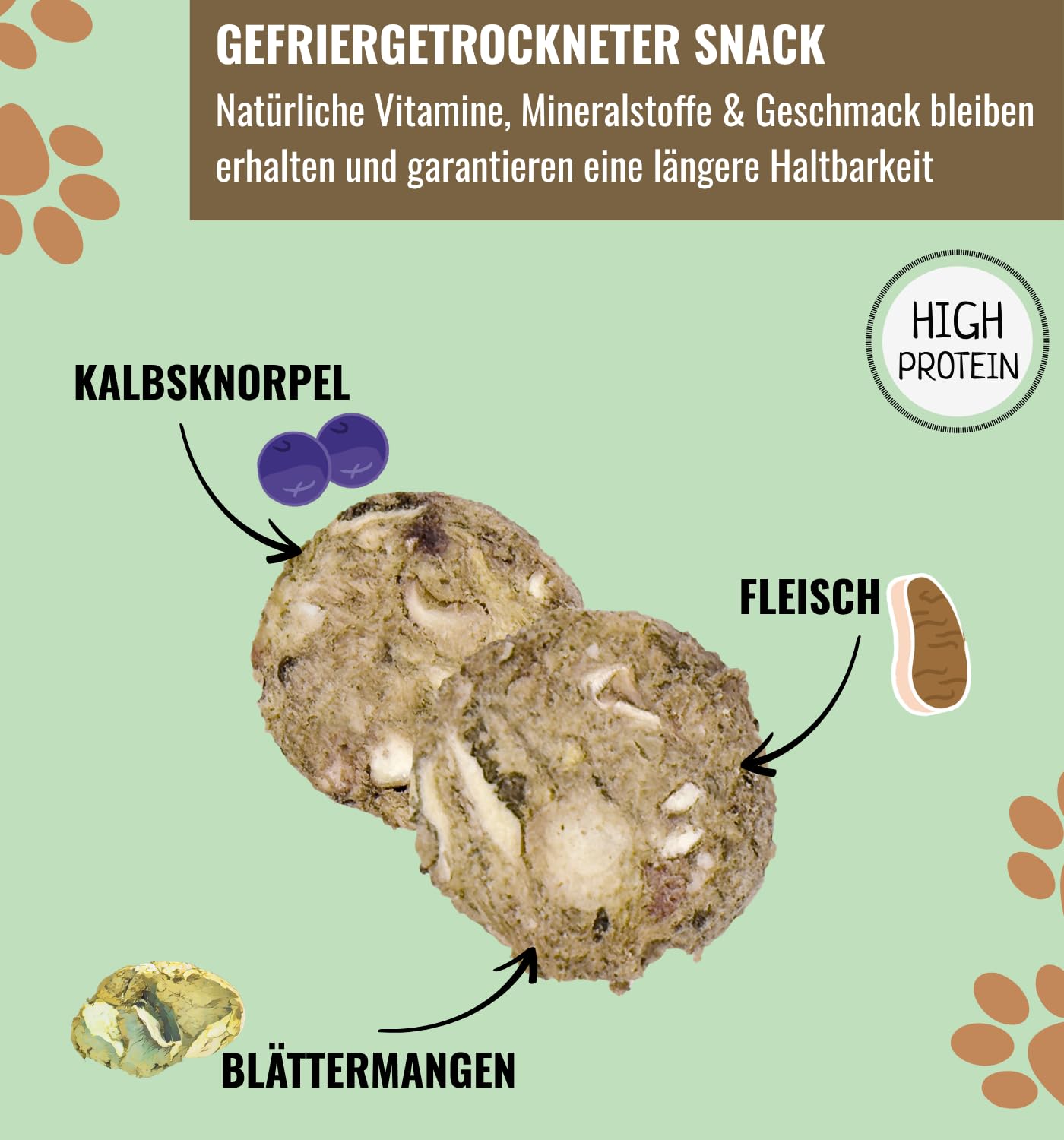 Pansen Mix Hundesnacks 6x110 g Gefriergetrocknete Hundeleckerli aus Fleisch, Pansen, Blättermagen & Kalbsknorpel Proteinreich, natürlich & ohne Zusätze Für Barf & Training von RiNa Snacks Hunde