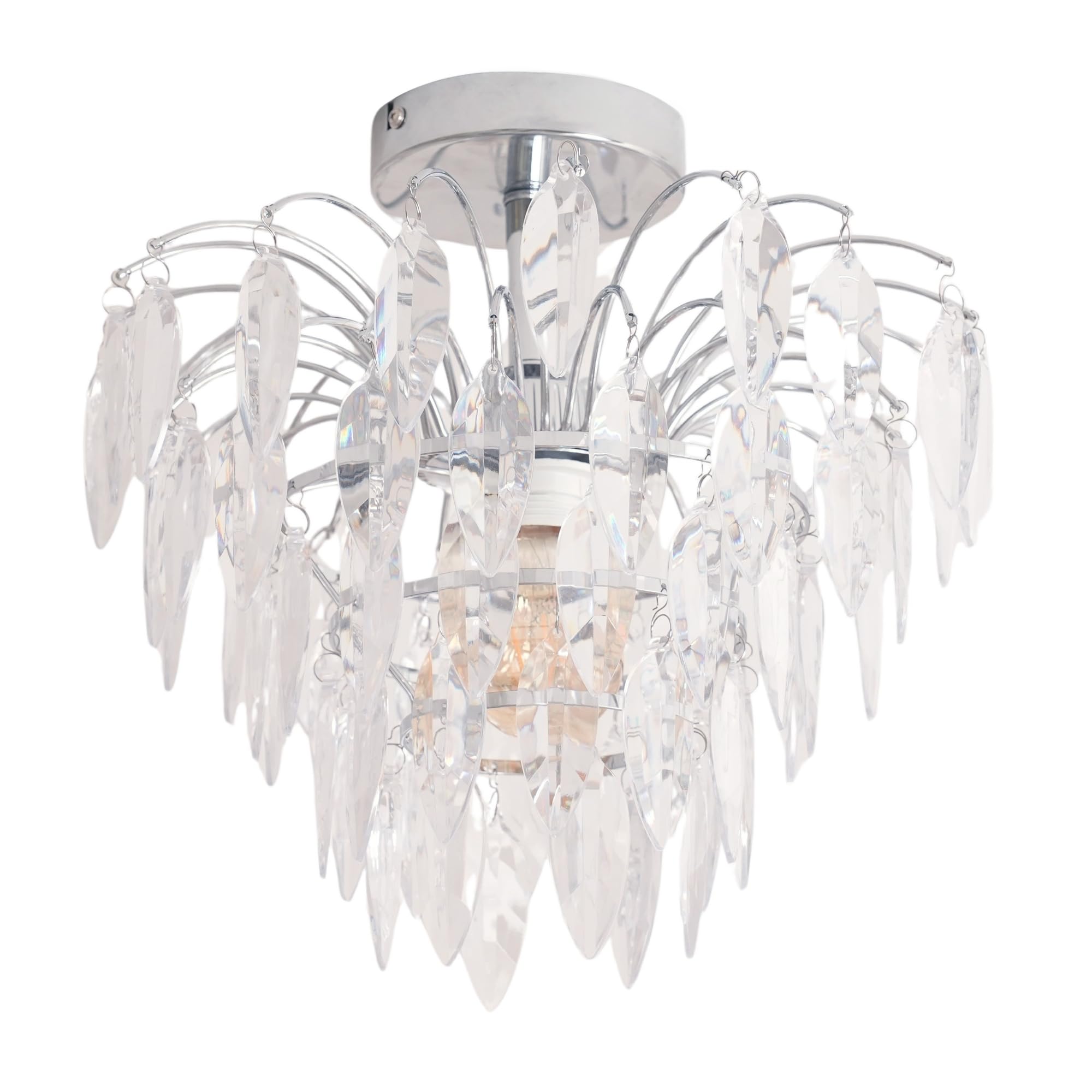ValueLights Emma Acrylic Waterfall Jewel Droplet LED Ceiling Light - Silver