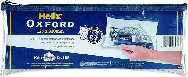 Helix Oxford 13 inch Clear Pencil Case