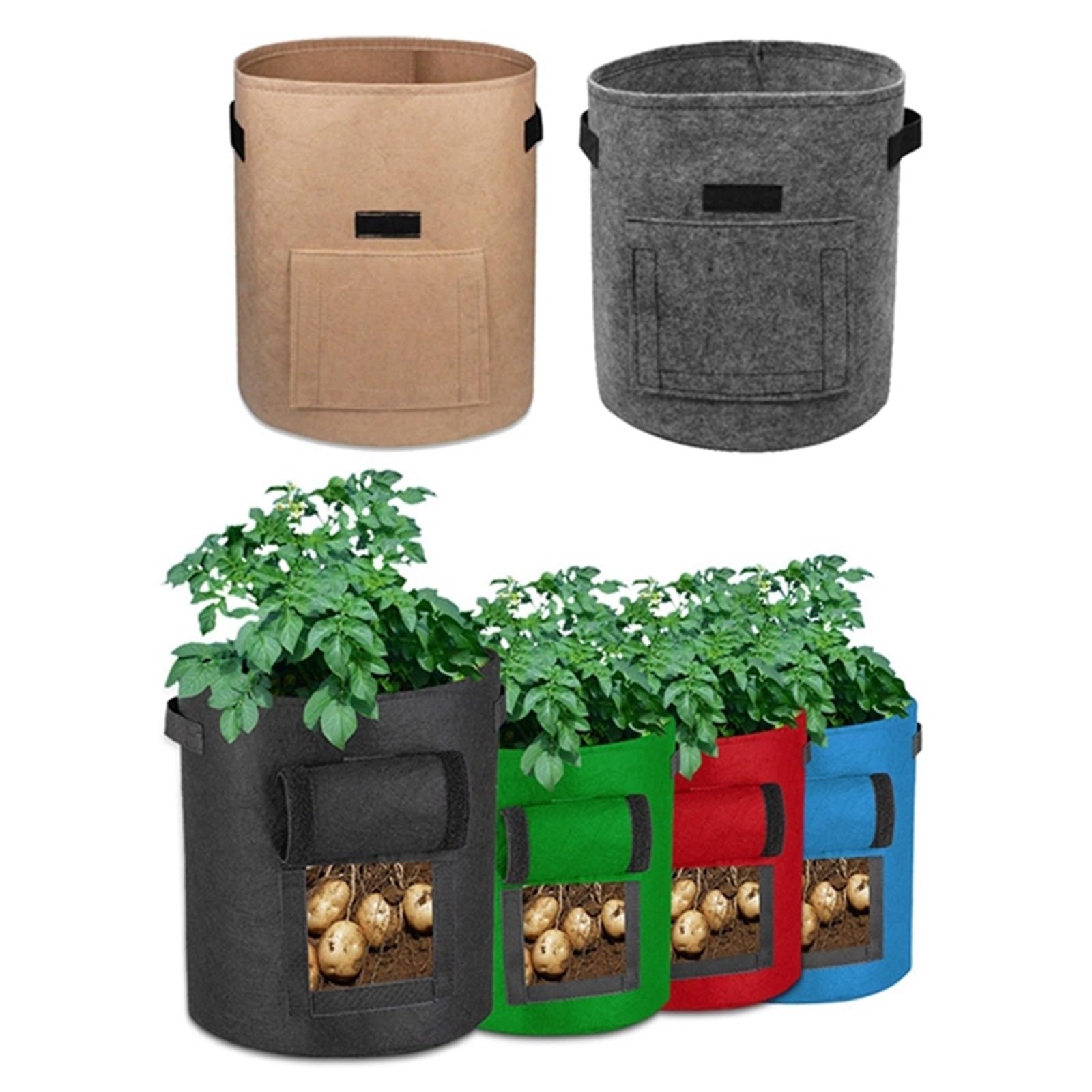 Pflanzsack Potato Growing Bags,Plant, Gardening Vegetables, Peanut Seedling,6 PCS Für den Garten(Beige)