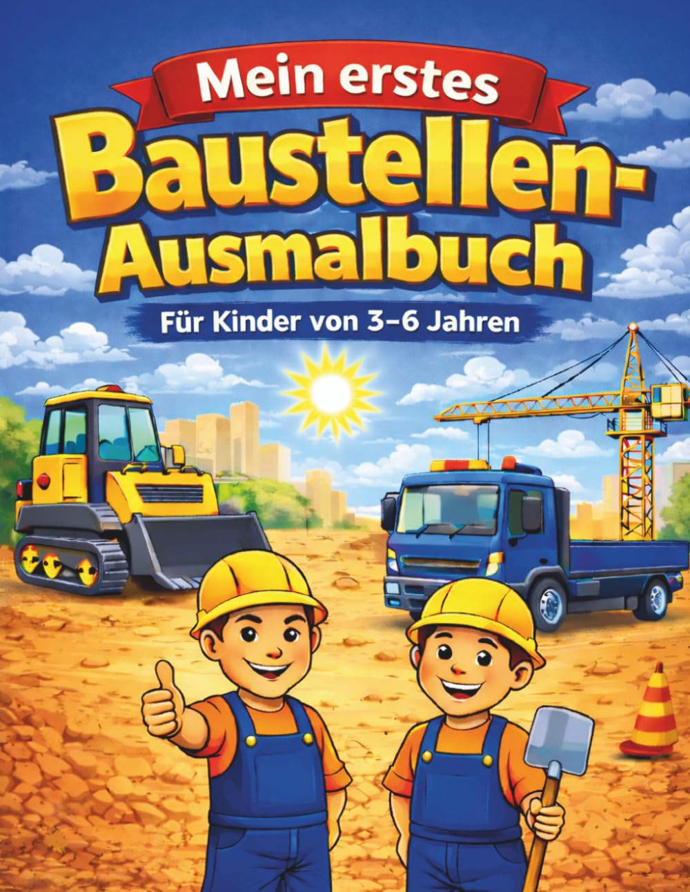 Mein erstes Baustellen Ausmalbuch für Kinder ab 3 Jahren: Große Bagger, Kräne und Baustellenfahrzeuge – Malbuch für Jungen und Mädchen von 3–6 Jahren (Mein erstes Ausmalbuch)