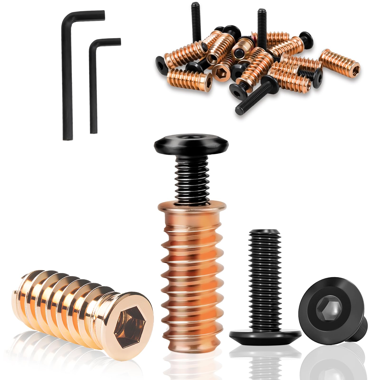 ddckj 15Pcs M6 Threaded Inserts for Wood with Bolts : M6x 30 304 Stainless Steel Screw Bolts for Wood,M6x 20 Insert Nuts,for Wood Furniture and Home Daily Use,with 2 Wrench
