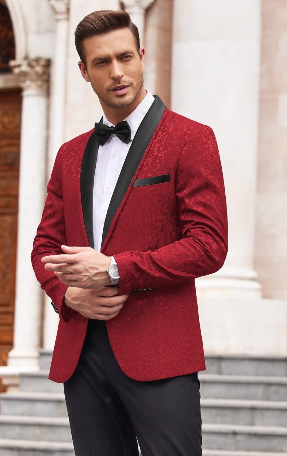 Black And Blue Suit For Men COOFANDY Men's Floral Tuxedo Jacket