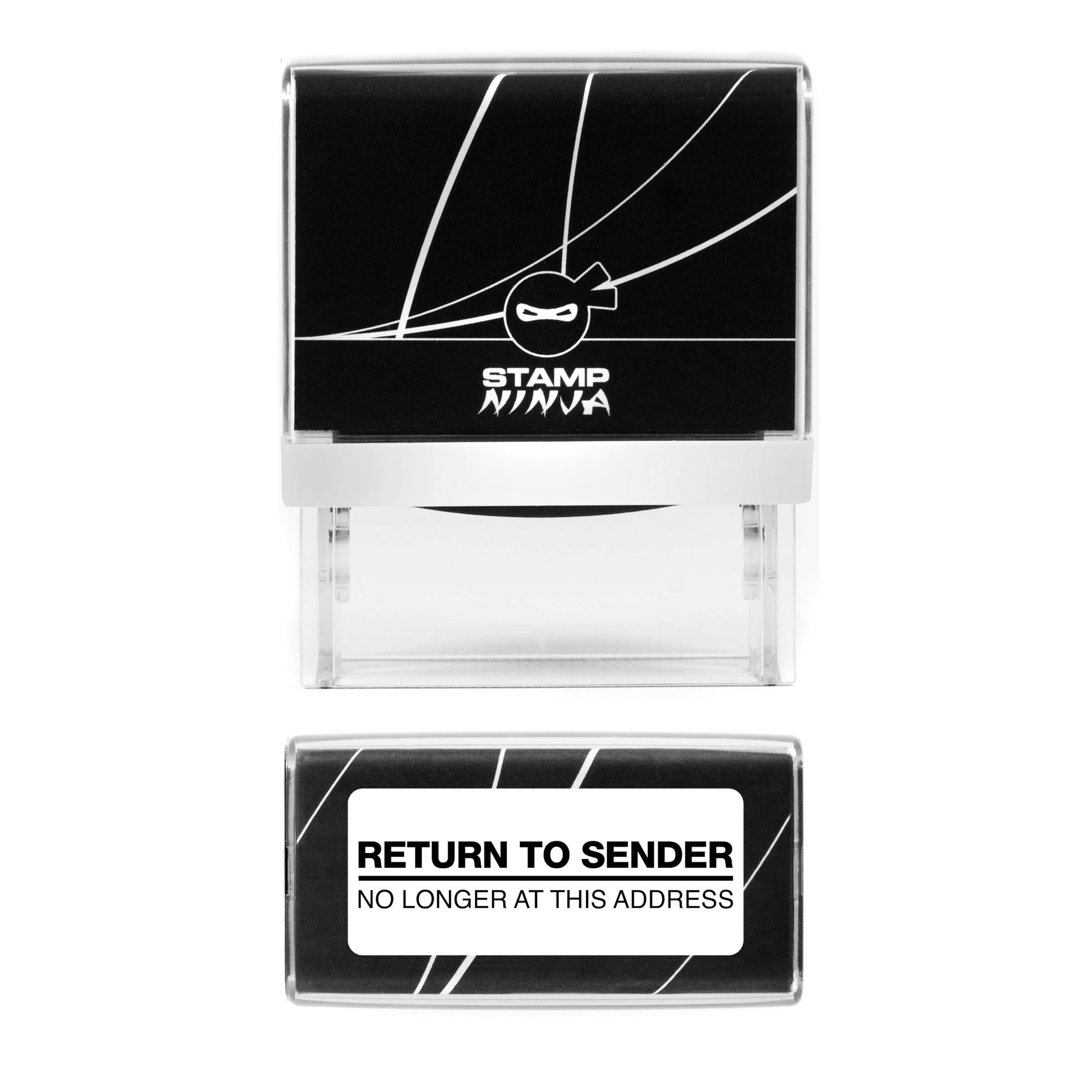 Stamp Ninja Black Ink Return To Sender Stamp - No Longer At This Address - Self Inking - 45Mm X 18Mm (Black Ink)