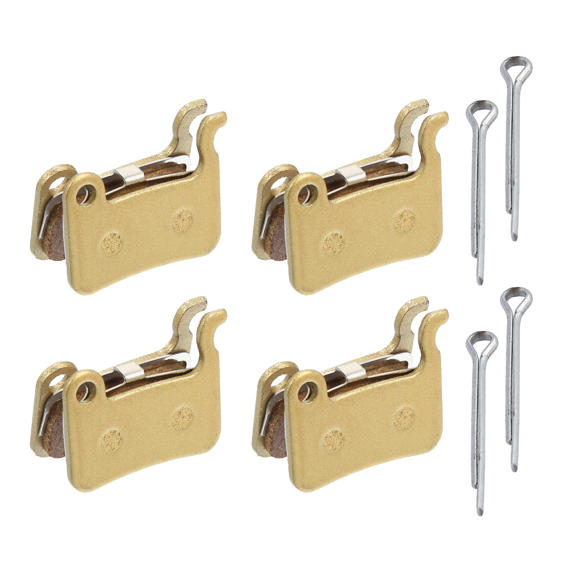 X AUTOHAUX 4 Pair Sintered Metal Disc Bike Brake Pads W/Split Pin for XTR M975, Gold Tone