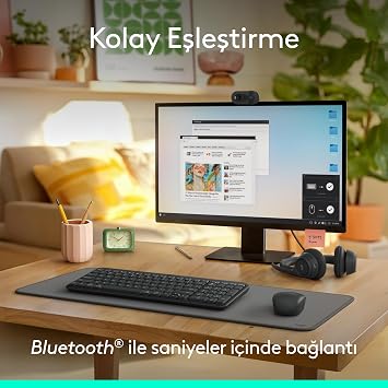 Logitech K250 Kablosuz Tam Boyutlu Kompakt Bluetooth Türkçe Q Klavye, Siyah