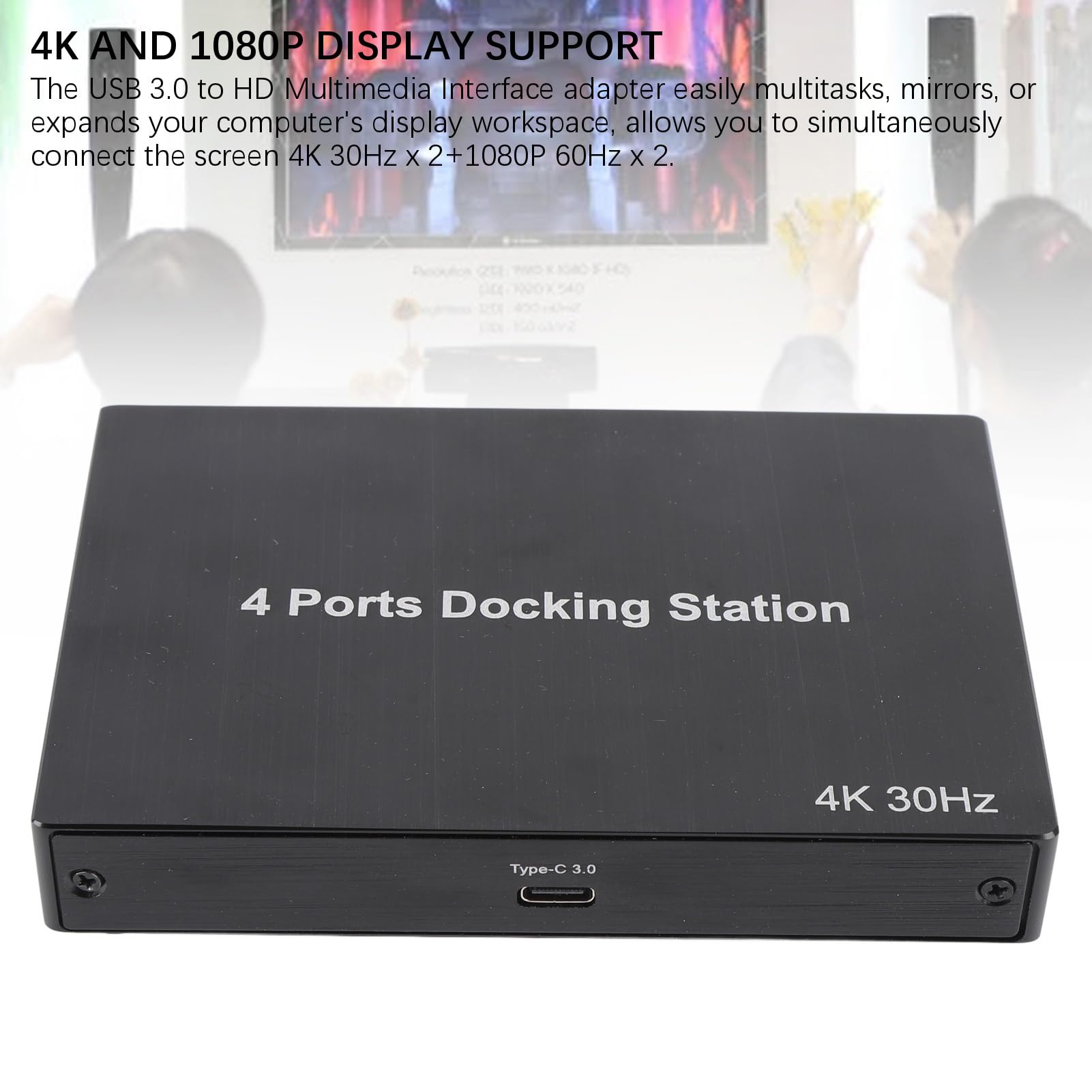 SIXRUN 4 Port USB 3.0 Docking Station, 4K 30Hz Aluminum (wtyczka UE)