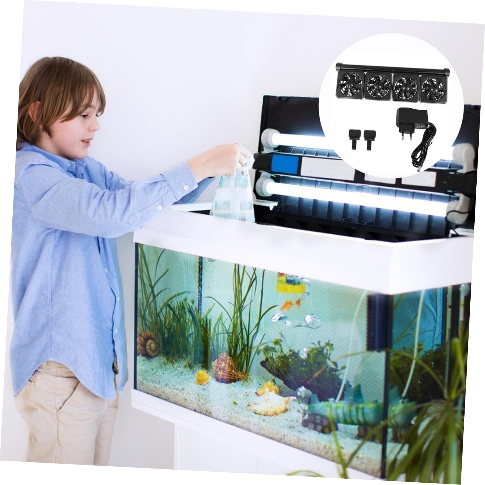 Wasserkühlventilator Aluminiumlegierung und Kunststoff mit 2 Geschwindigkeiten Aquarium Einstellbarer Befestigung bis 1,2cm Wandstärke für Süß und Salzwasseraquarien