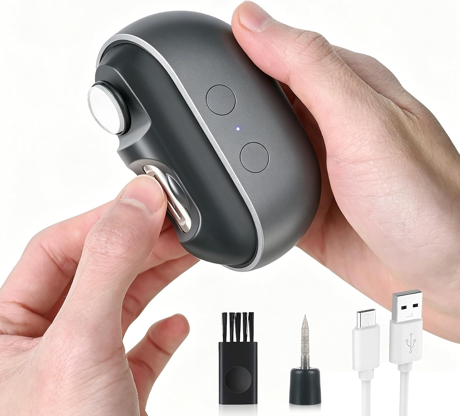 2026 Electric Nail Clippers&Nail File Automatic Trimmer with 3-Speed Adjustment LED Light, Built-in Storage, USB Rechargeable, Gently Trims Thick Nails Safe for Child Seniors Baby Electric Nail File