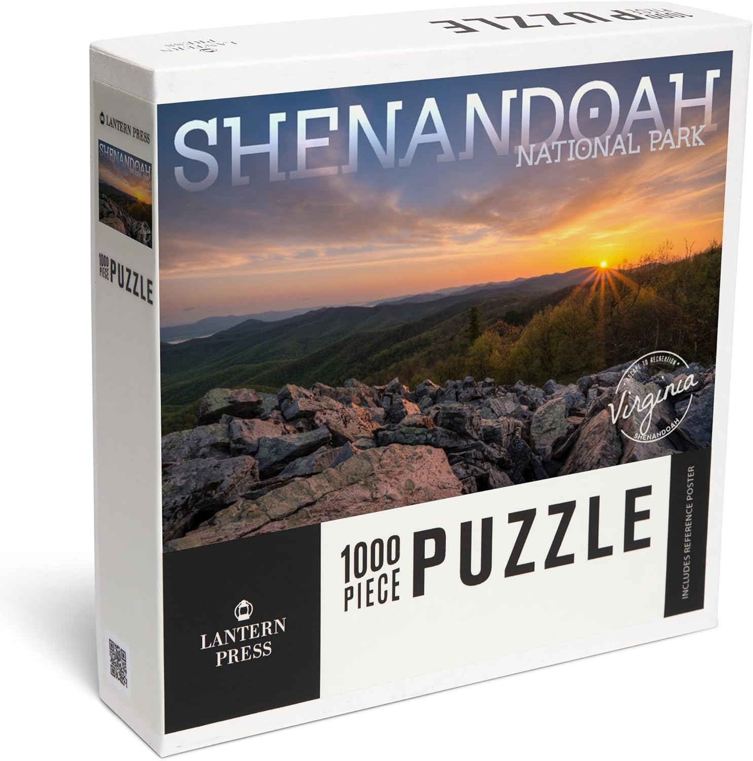 Lantern Press Shenandoah National Park, Virginia, Purple Sunset 1000 Piece Jigsaw Puzzle for Adults, Made in USA with Reference Poster