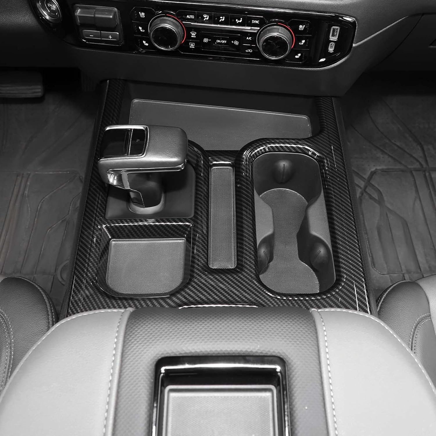 for Silverado Cup Holder Panel Center Console Gear Shift Panel Trim Cover Decoration Interior Accessories Compatible with Chevrolet Silverado 2022+