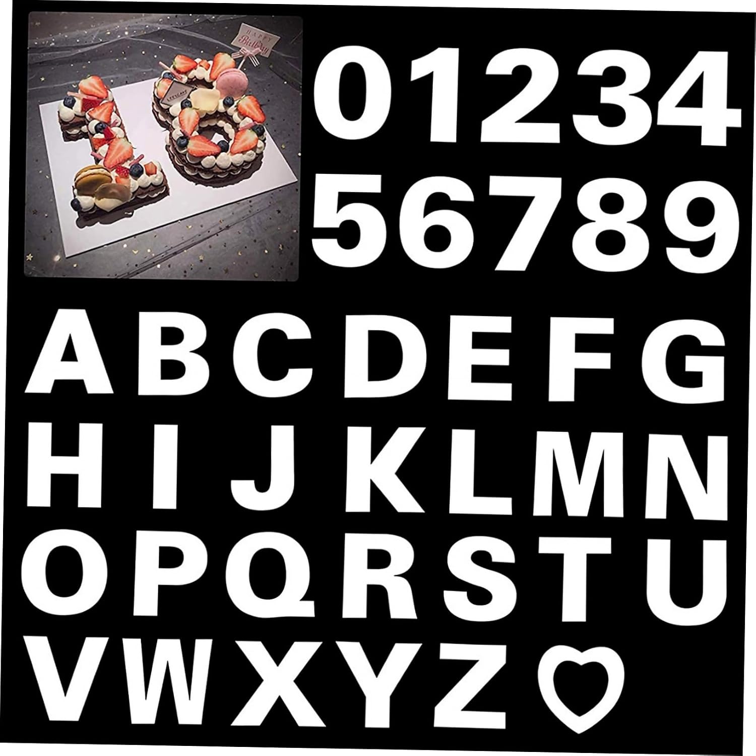 Ipetboom 1Set Alphabet and Number Cake Stencils Baking Templates for DIY Cake Decorating Smooth Surface Easy to Use for Birthdays and Celebrations