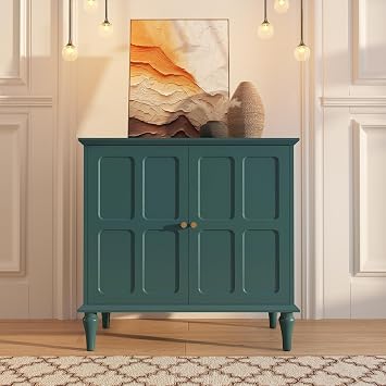 ARTPOWER Green Sideboard Buffet Cabinet with Storage, Mid-Century Modern Storage Cabinet with 2 Doors and Adjustable Shelves, Accent Style Sideboard for Entryway, Dining Room, Living Room