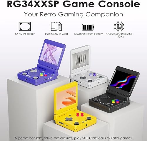 Miniatura 2 de RG34XXSP - Consola de juegos portátil, sistema clásico IPS de 3.4 pulgadas y batería de 3300 mAh, consolas de videojuegos retro, con tarjeta TF 64G