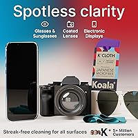 Vista 2 de Koala Lens Cleaning Cloth Japanese Microfiber Glasses Cleaning Cloths Eyeglass Lens Cleaner Eyeglasses, Camera, VR/AR Headset, and Screen