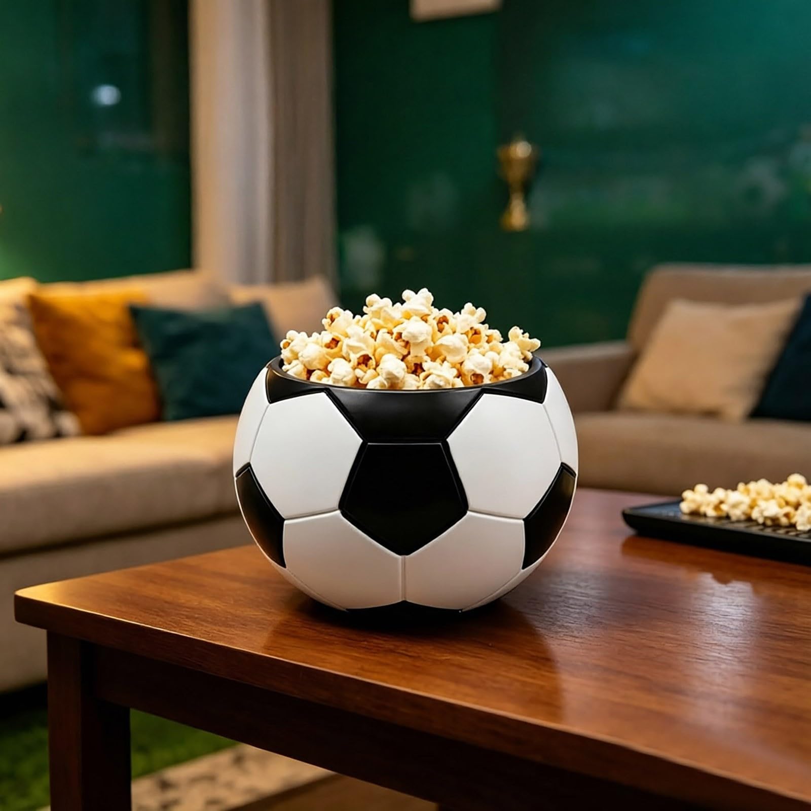 Ciotola per snack a forma di calcio, 15 cm, a tema sportivo, per patatine e dolci, novità per la tavola e decorazione per interni