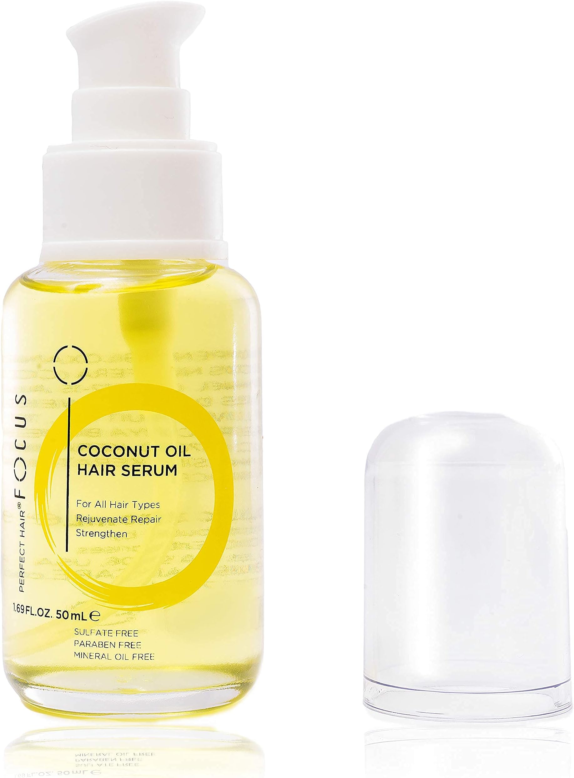 Focus Coconut Oil Hair Serum - Infused with Raw Virgin Olive Oil, Sweet Almond, Keratin, Aloe and Algae Extract - Rejuvenate, Strengthen and Restore Hair...