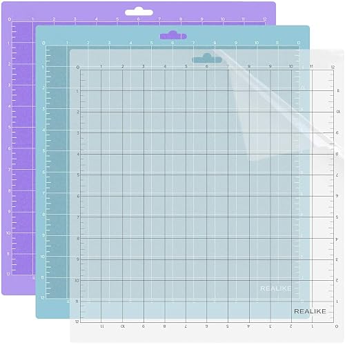 REALIKE 12x12 Cutting Mat for Silhouette Cameo 5/4/3/2/1 (3 Mats), Gridded Adhesive Non-Slip Cut Mat for Crafts, Quilting, Sewing, Scrapbooking and All Arts