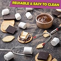 Vista 7 de Juego de 5 palitos para asar malvaviscos, palos largos telescópicos para hogueras, palos para perros calientes para fogatas, parrillas, suministros