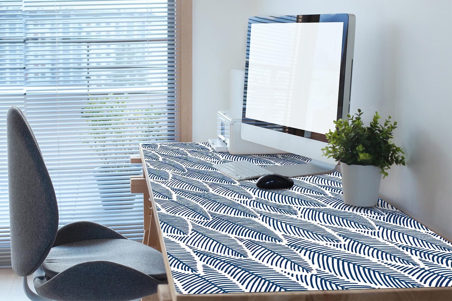 Sottomano da Scrivania 120x60 cm Facile da Pulire Antiscivolo Impermeabile per Ufficio e Casa in Vinile PVC Protezione e Decorazione Superficie Protettiva - foglie di palma
