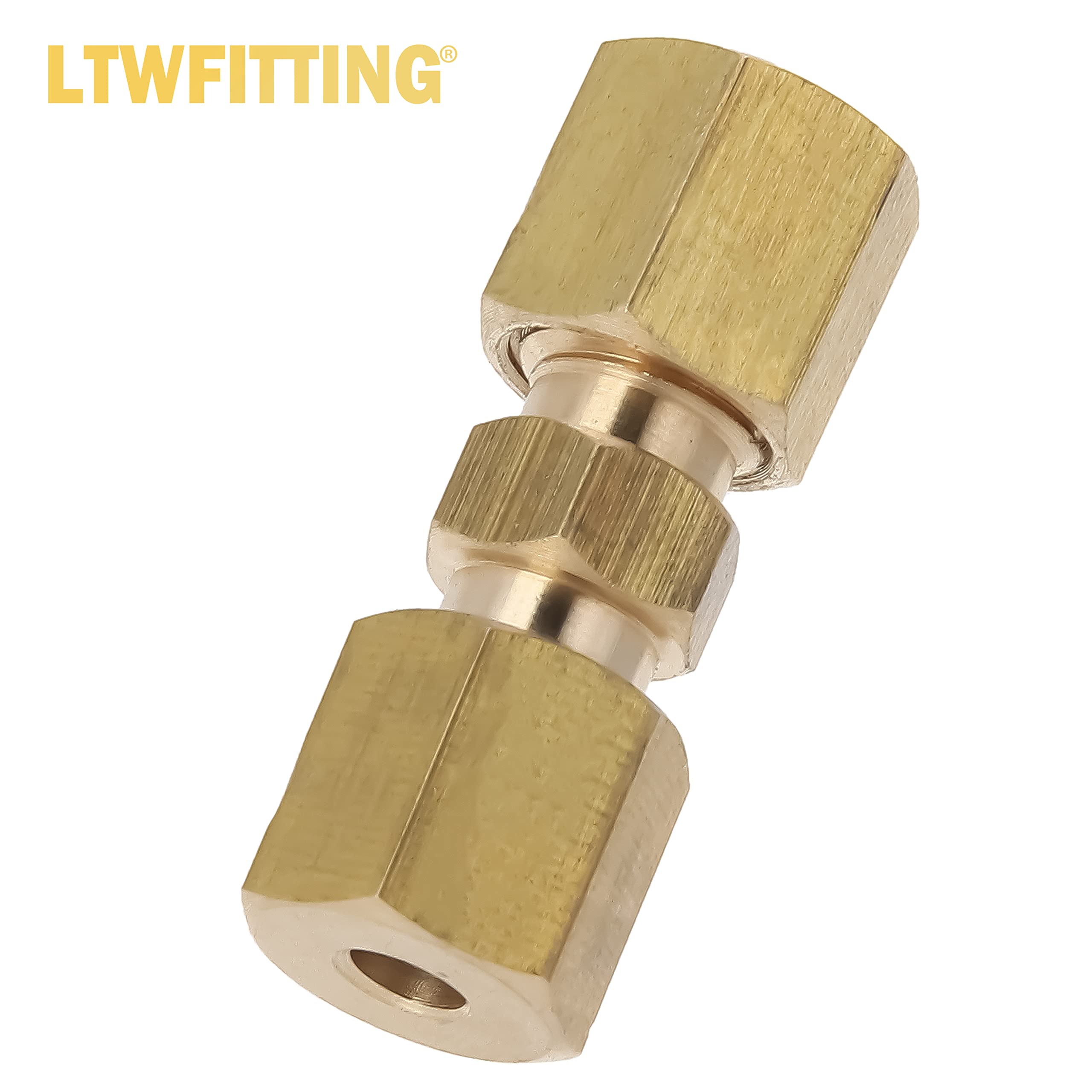 LTWFITTING Assortimento tubo OD 1/8" 3/16" 1/4" 5/16" ottone raccordo set (confezione da 40)
