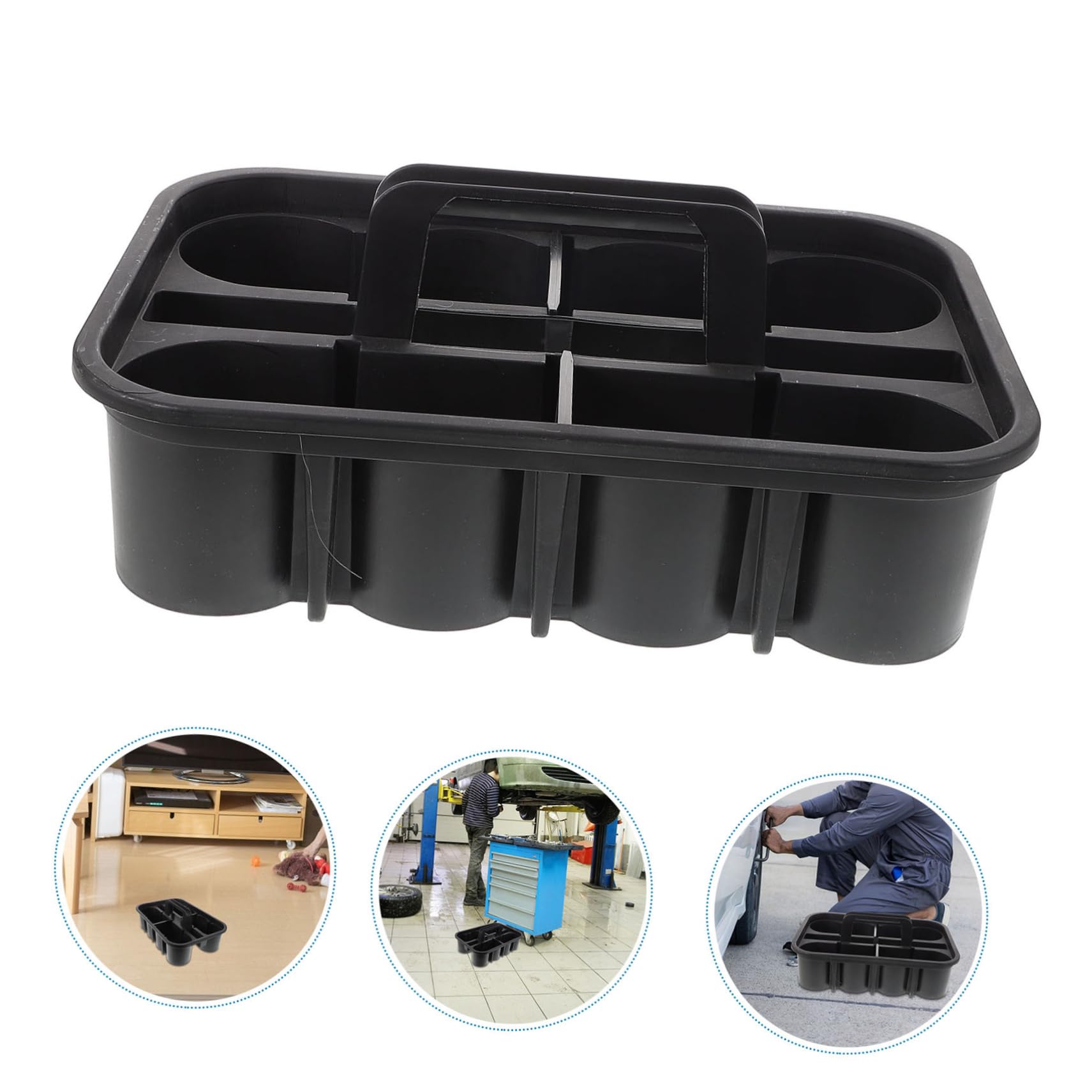 Cesta de Limpieza con Compartimentos Organizador de Herramientas de Limpieza Portátil Cesta de Plástico Resistente con Automóviles