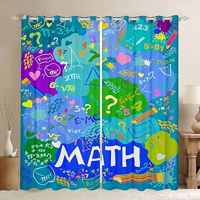 Math CurtainsÂ &Â Drapes Computing formula BlackoutÂ Curtains for Kids Boys,Watercolor Geometry Art WindowÂ Curtains Numbers Mathematics formula WindowÂ Treatments 84
