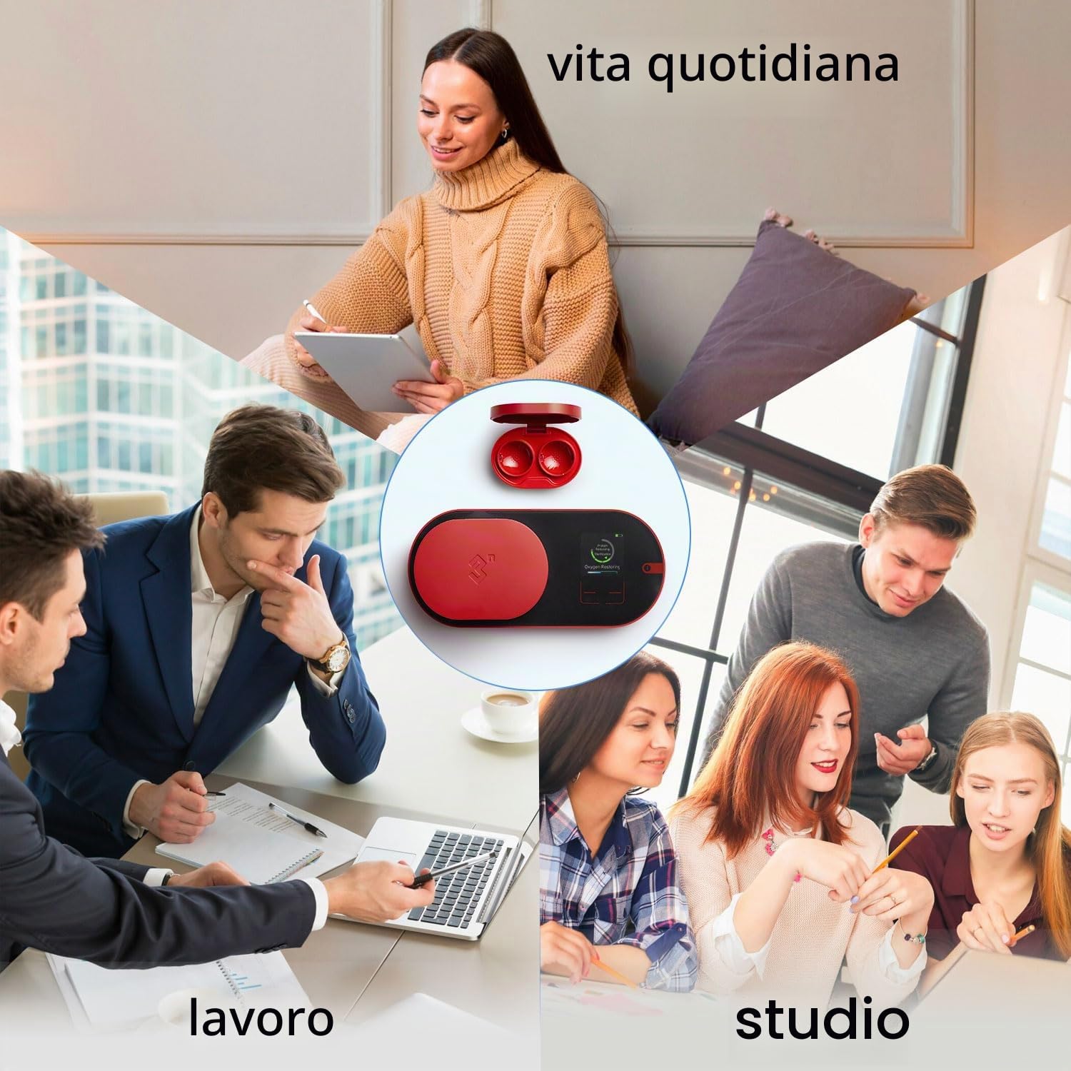 ReO2 Detergente per Lenti a Contatto, Tecnologia di Elettroforesi, con Specchio e Pinzetta, Pulizia Profonda per Lenti Morbide, Lenti a Contatto a Lungo Termine e Colorate, Non a Ultrasuoni (Rosso)