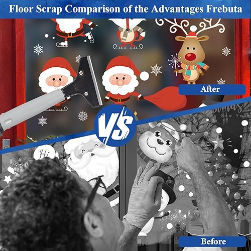 Miniatura 6 de Rascador de piso de hoja de afeitar de 4 pulgadas con mango largo, rascador de piso ajustable de 61 pulgadas, resistente con 10 cuchillas de metal