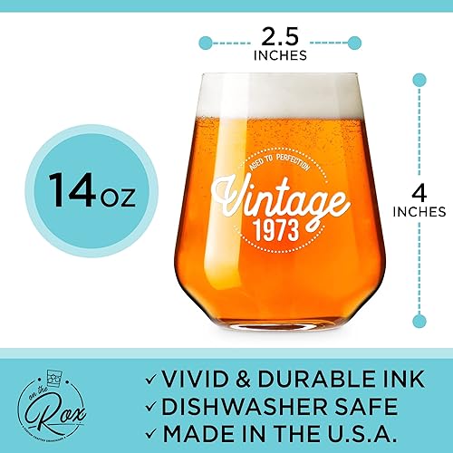 Miniatura 2 de Regalos de cumpleaños número 50 para mujeres y hombres, regalos vintage de 14 onzas, 1973, 50 años, para mujeres, apto para lavavajillas, copa de