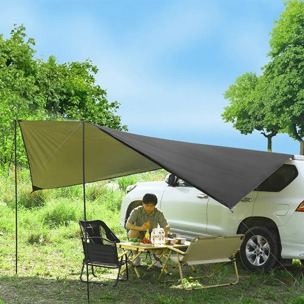 Toldo Caravana,Toldo Furgoneta Camper Toldo Lateral for SUV de 2,8 x 3,8 m, Triple Revestimiento Negro, 99% Impermeable, for Camping, con Kit de Montaje