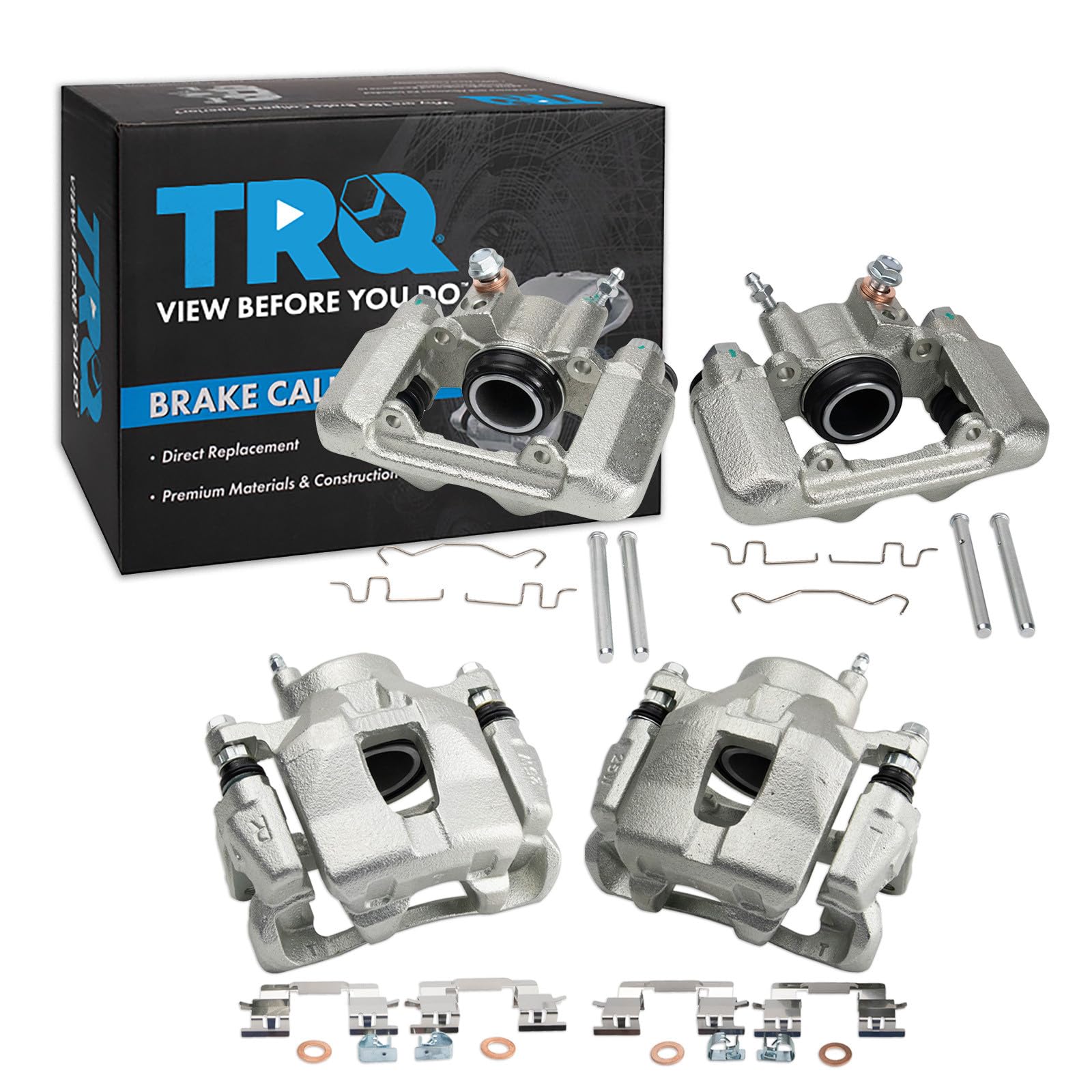 TRQ Front and Rear Brake Caliper Set Caliper Brackets Hardware Compatible with 00-02 Toyota Celica GTS 03-05 Toyota Celica