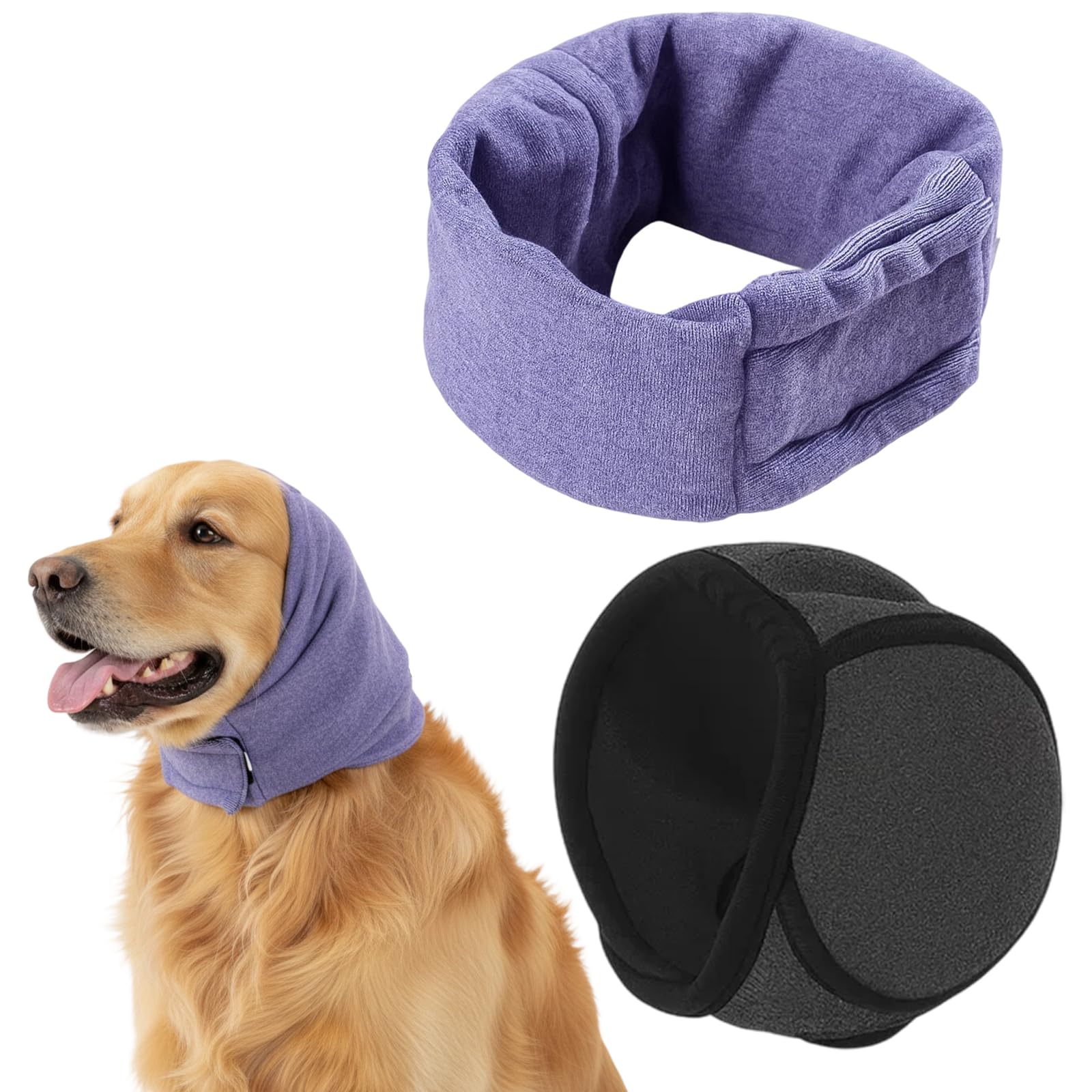 SurPse 2 Packs Dog Ear Defenders, Dog Ear Protectors, Adjustable M Size Calming Head Wrap with Ear Muffs for Noise Protection, Bathing & Grooming
