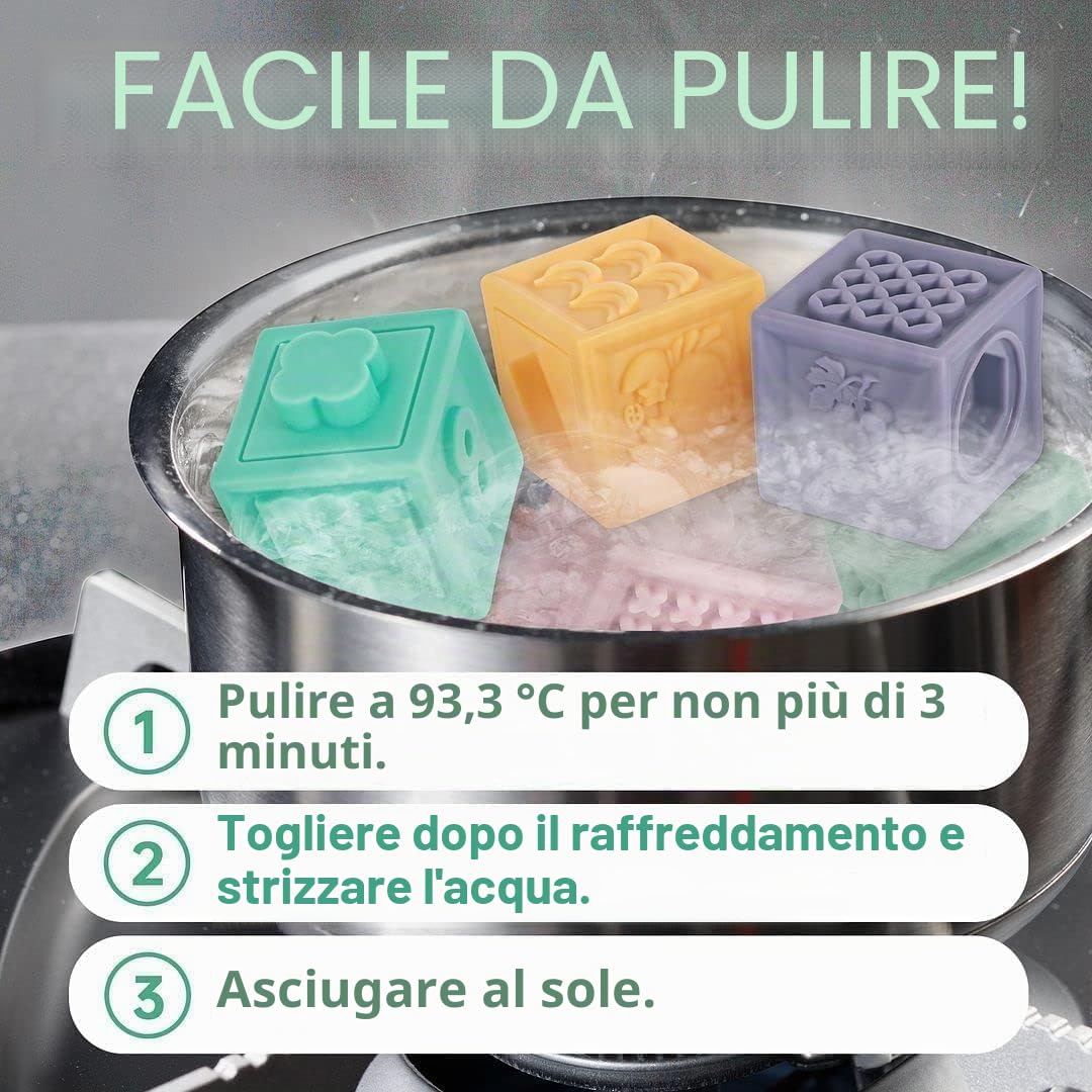 Giochi Neonato 6 Mesi, Giochi Montessori 1 Anno Sensoriale, Teether Giocattoli sensoriali Montessori educativi morbidi da impilare, Regali per Bambini da 6 9 12 Mesi