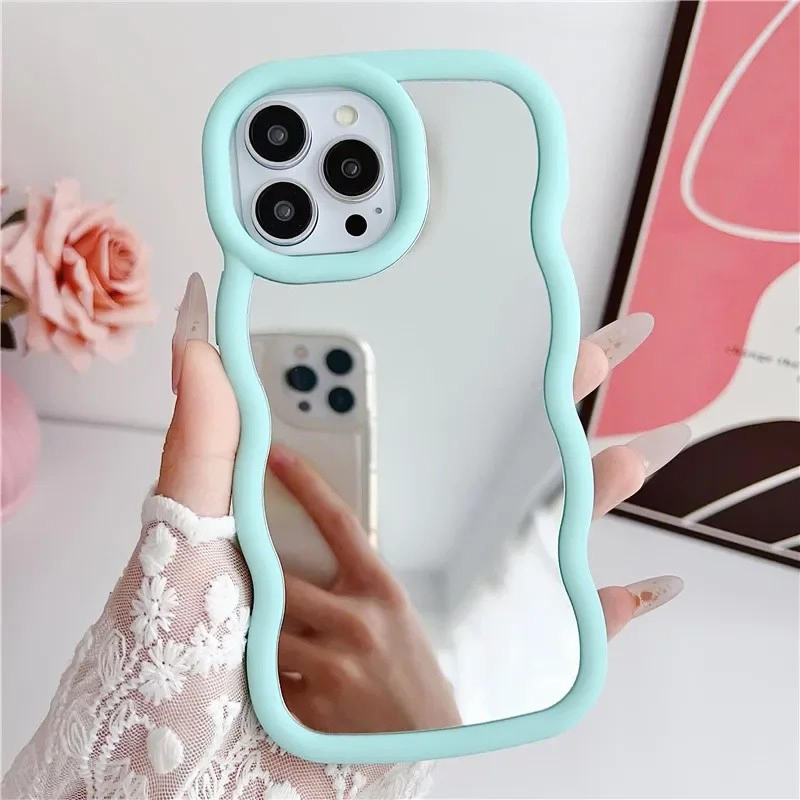 Coque silicone iPhone 15 Pro Max bleu miroir souple - 7