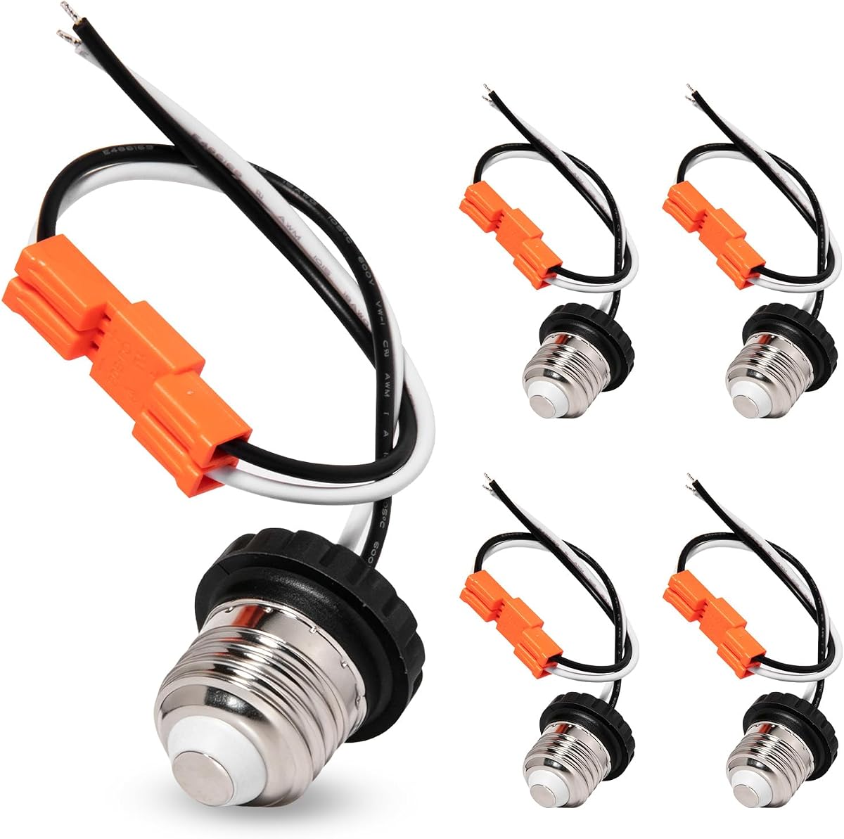 E26 Socket Adapter Medium Edison Base Male Screw in Light Bulb Socket Pigtail for Led Ceiling Lights Downlight Pack of 5 (B 5pcs) | Help DIY Homeowners Easily Convert Ceiling Lights and Downlights to LED Light Bulb Pack of 5 (B 5pcs)