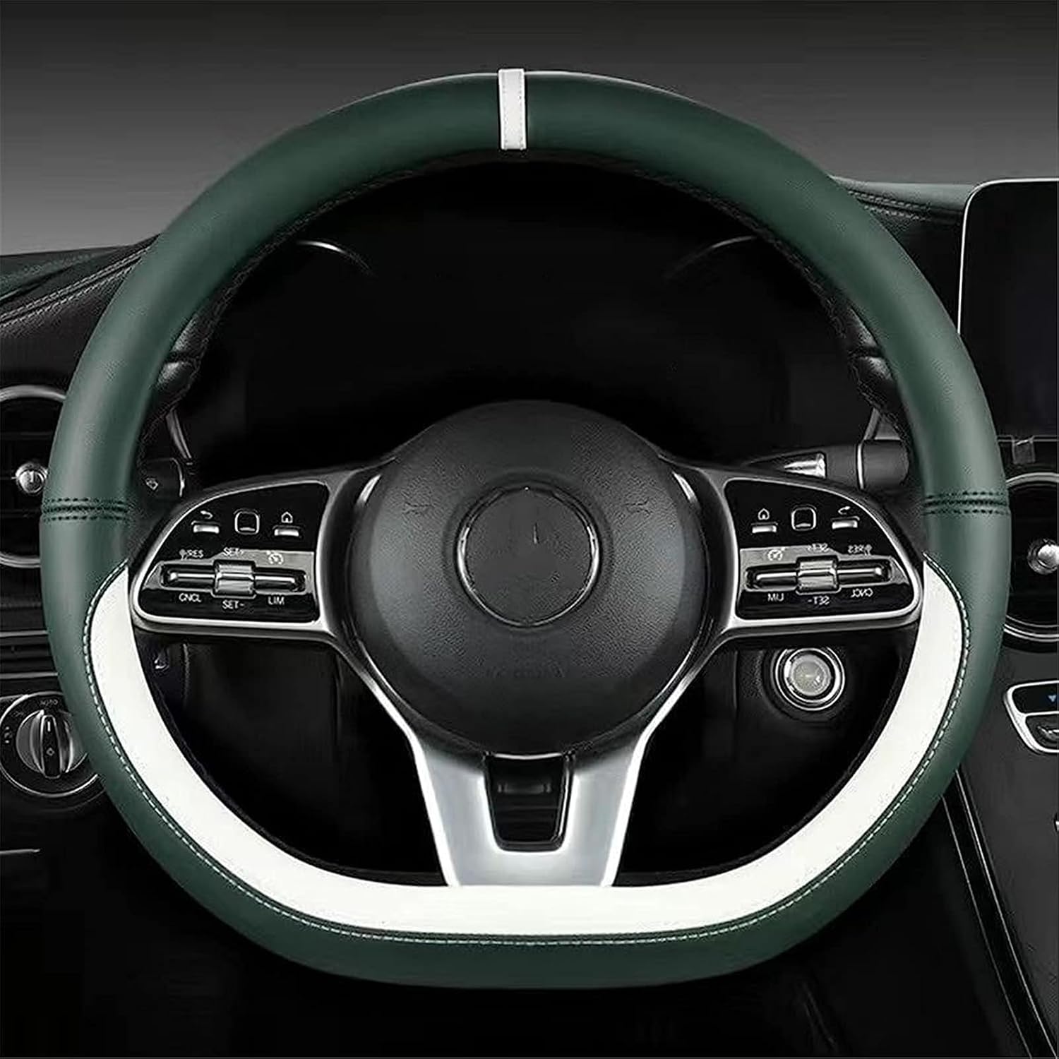 Car Steering Wheel Cover Universal Fit - Anti-Slip Breathable Protector for Most Cars(Dark Green,Type D)