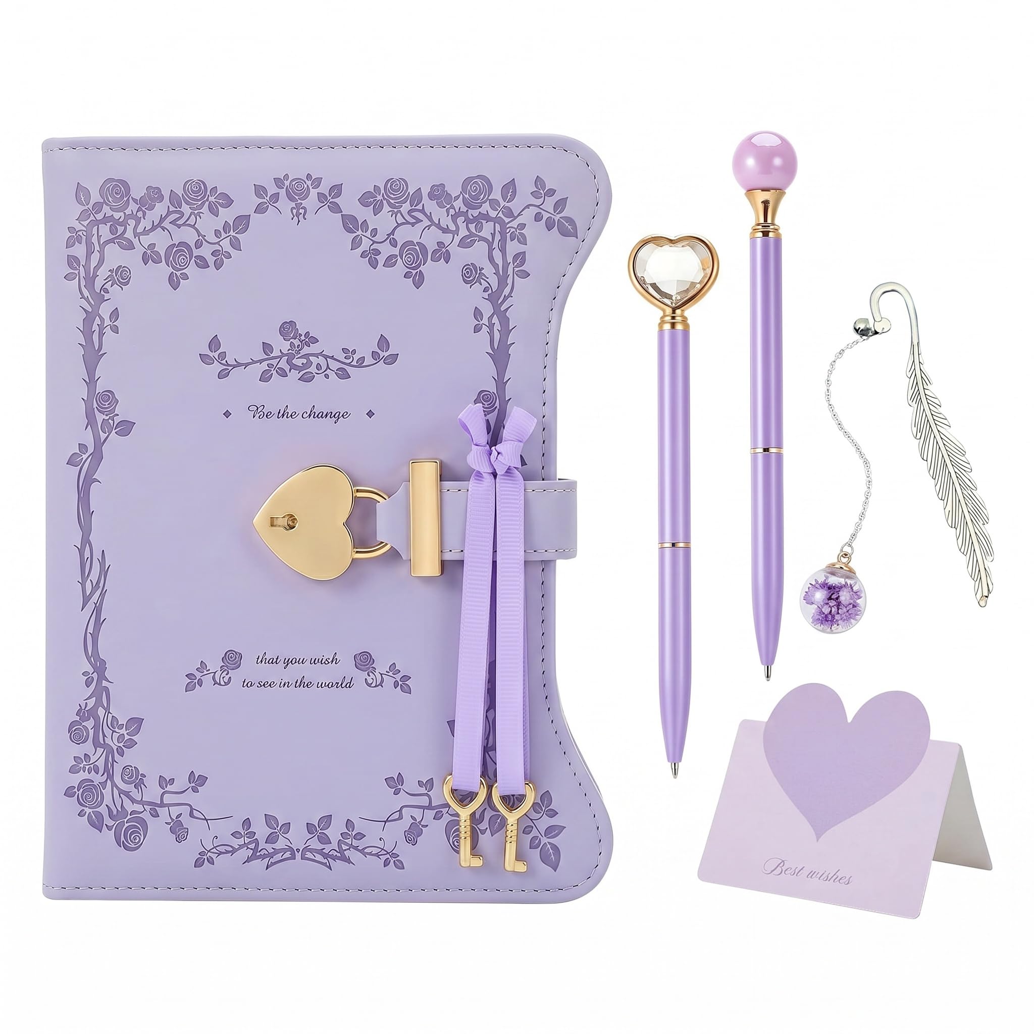 Diary with Lock for Girls Women, B6 PU Leather Secret Journal, Purple