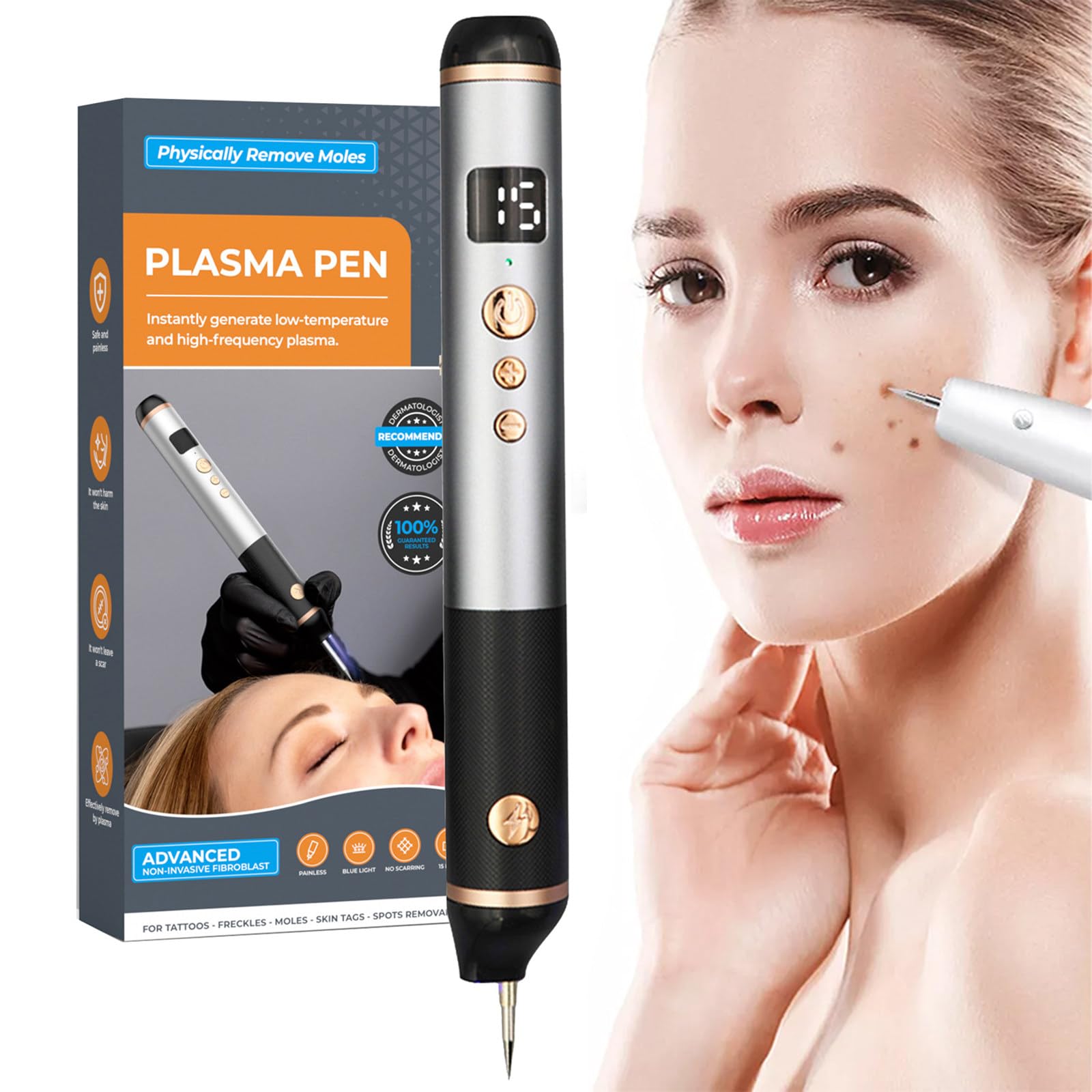 Lápiz De Plasma Eléctrico De 15 Velocidades De Intensidad, Removedor Profesional De Verrugas, Tatuajes Y Lunares, Seguro E Indoloro, No DañA La Piel Y Soluciona MúLtiples Problemas CutáNeos