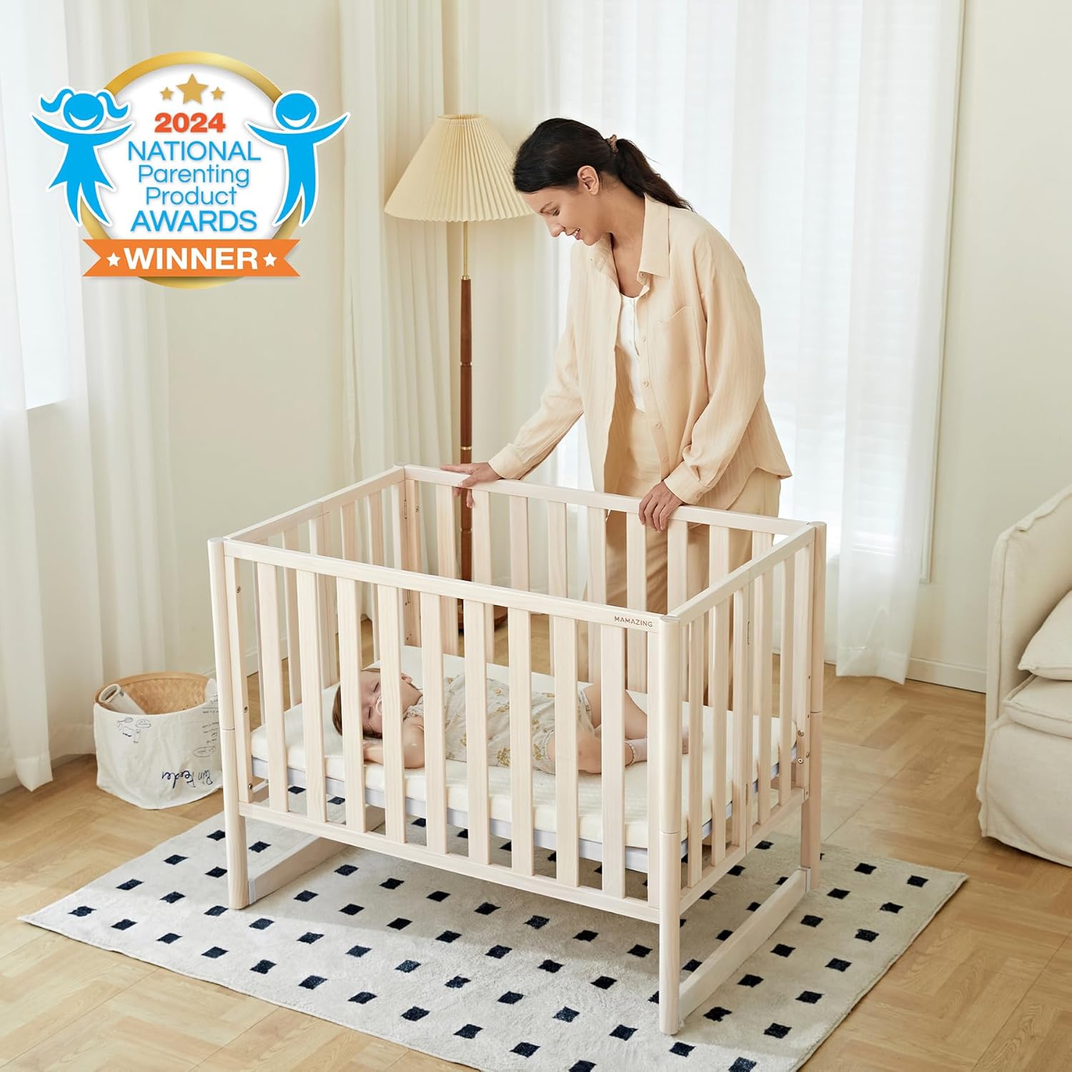 EvoNook Mini Crib folded and unfolded