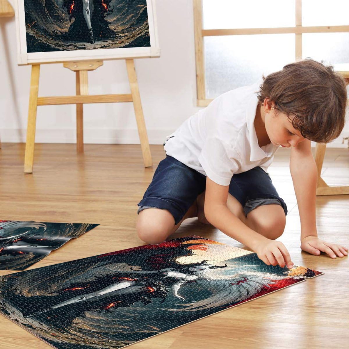 Ange et Diable Gothiques Puzzle 2000 pièces pour Adolescents Jeux Amusants en Famille Décoration d'intérieur et Cadeaux Uniques 70x100cm