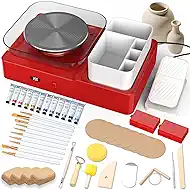 Skirfy Pottery Wheel for Kids Adults,Complete Pottery Set for Beginners with 6.3" Turntable with Two-Way Rotation,Craft Kits Toys Birthday Gifts for Boys Girls(Red)
