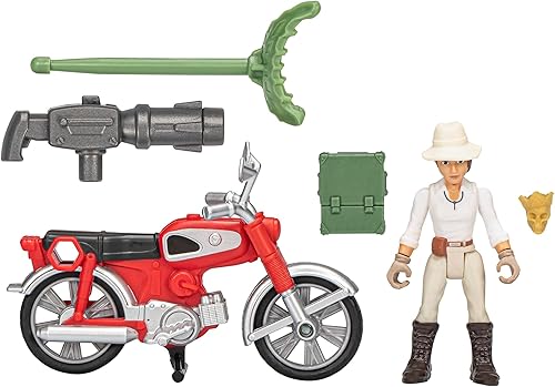 Indiana Jones Worlds of Adventure Helena Shaw Figura de acción con juguete de motocicleta, 2.5 pulgadas, figuras de acción para niños a partir de 4
